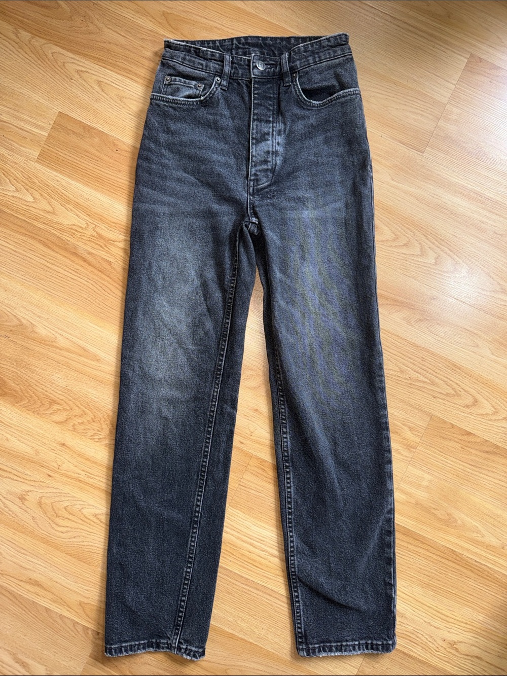 Ksubi Black Straight Leg Jeans Button fly Size 23 High Rise